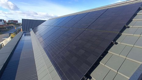 Solar modules on a roof installation.