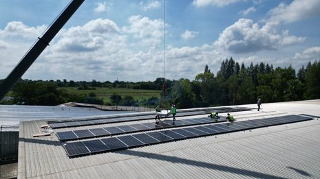 This industrial roof-top installation consists of a total of 92 pieces of solar panels.